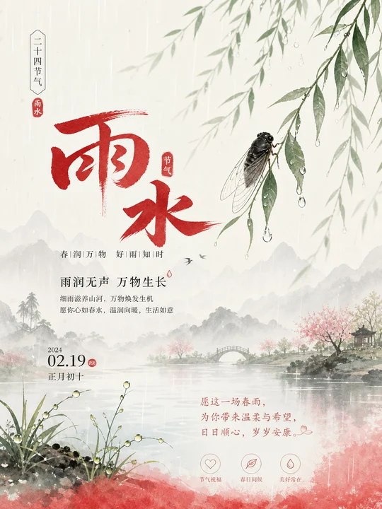 节气蝉鸣山水渐层 AI 绘画风格样图，第 4 张