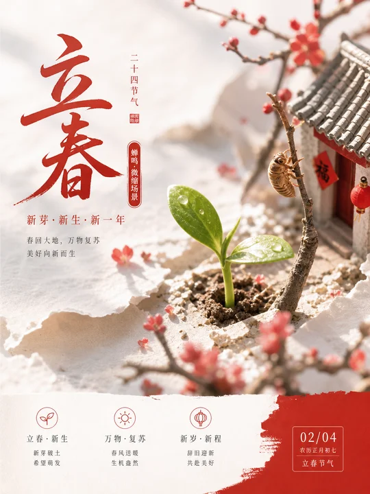 节气蝉鸣微缩场景 AI 绘画风格样图，第 3 张