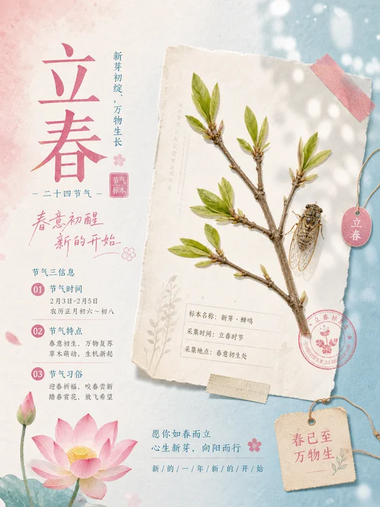 节气蝉鸣植物标本 AI 绘画风格样图，第 3 张