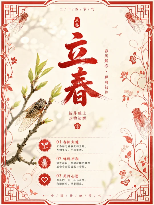 节气蝉鸣纹样边框 AI 绘画风格样图，第 3 张