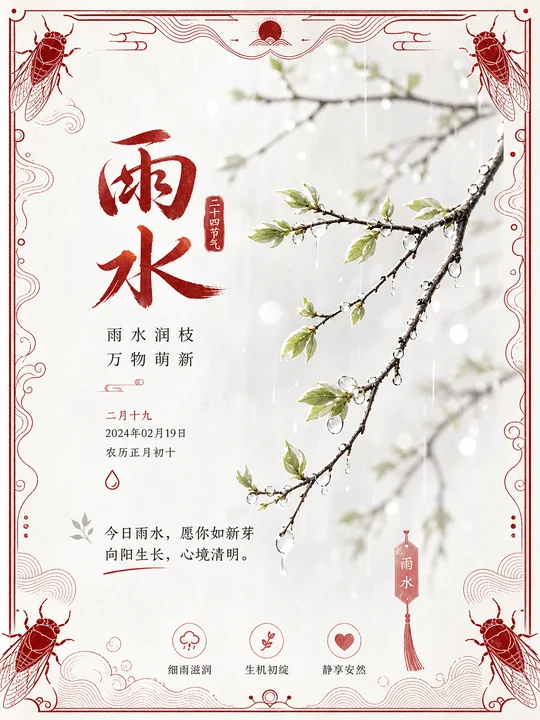 节气蝉鸣纹样边框 AI 绘画风格样图，第 4 张
